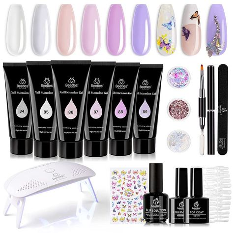 Beetles Poly Nail Extension Gel Kit French Manicure Chrismas Nail Art Design Easy DIY Gift for Women Poly Extension Gel, French Manicure Kit, Poly Nail Gel, Nail Dust, Buff Nails, Nail Equipment, Coat Set, Gel Nail Kit, Christmas Nail Art Designs