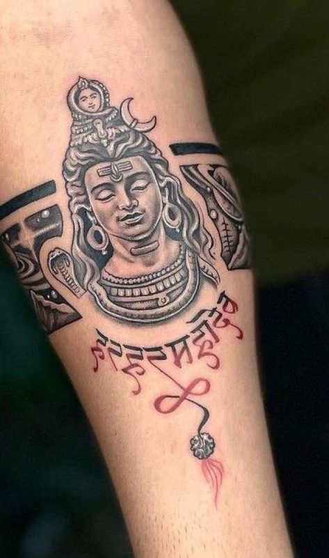 Shiva forearm tattoo Mahadev Band Tattoo Design, Shiva Forearm Tattoo, Lord Shiva Band Tattoo, Shiv Band Tattoo, Shiva Band Tattoo Design, Shiva Armband Tattoo Design, Mahadev Band Tattoo, Shiva Band Tattoo, Shiv Tattoo Design