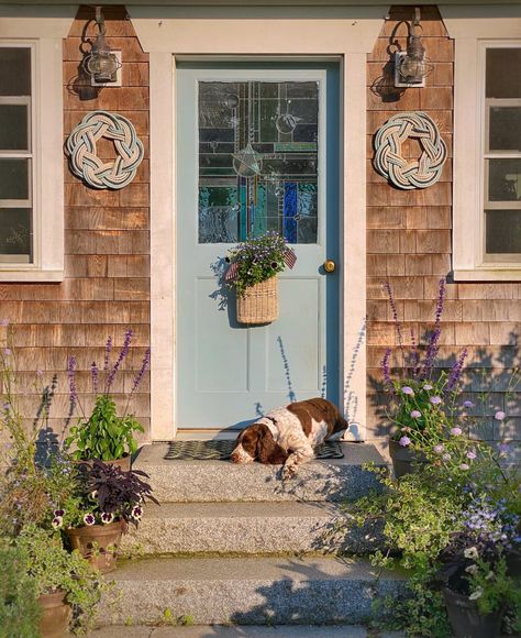 Maine Coastal Cottage, Maine Cottage Interiors, Ohio House, Fishermans Cottage, Maine Cottage, Flower Subscription, Coastal Lifestyle, Mid Summer, Wood Burning Fires