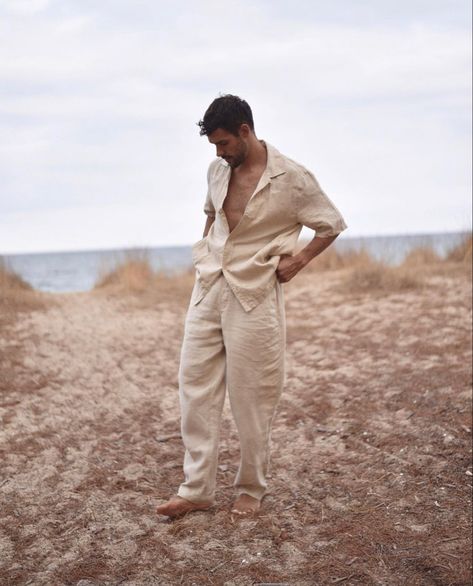 Linen Men Outfit, Linen Outfit Men, Beach Outfit Men, Linen Pants Outfit, Half Sleeve Shirt, Mens Linen Pants, Colorful Outfits, Pants Outfit Men, Boho Men