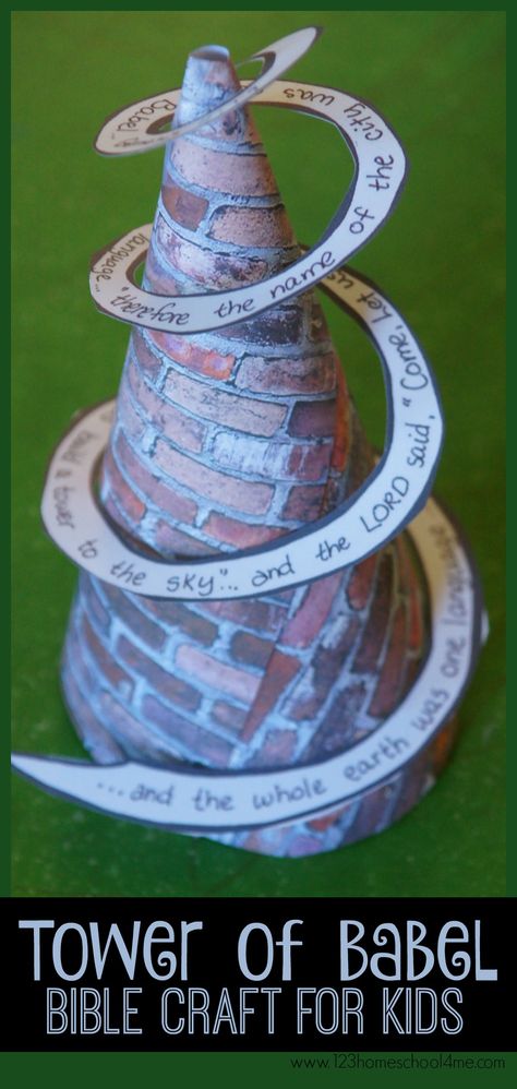 Tower of Babel Bible Craft for Kids - This is perfect for Sunday School Lessons for preschool, kindergarten, 1st grade, 2nd grade, and 3rd grade kids. Tower Of Babel Craft, Christian Kids Crafts, The Tower Of Babel, Old Testament Bible, School Crafts For Kids, Children's Church Crafts, Bible Story Crafts, Sabbath School, Sunday School Crafts For Kids