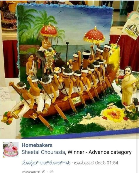 Kerala theme : "The Grant Snake Boat"  by Sheetal chourasia Onam Festival, State Decor, Kochi Kerala, 1st Place, Kerala India, Red Velvet Cake, Fb Page, Kochi, World Famous