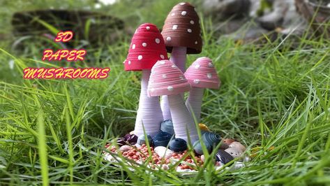 How to make 3D Paper Mushrooms Mushroom Paper Craft, Paper Mushrooms, Mushroom Paper, Craft Paper, 3d Paper, Paper Quilling, Paper Craft, Garden Sculpture, Stuffed Mushrooms