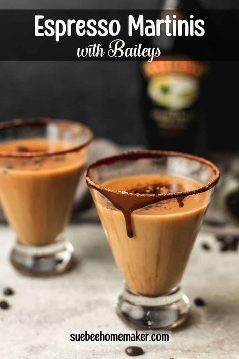 Espresso Martini with Baileys is a simple four-ingredient dessert cocktail. This basic recipe makes the perfect after-dinner drink for coffee lovers like me! Espresso Martini Sweet, Chocolate Martini Recipe With Baileys, Large Batch Espresso Martini, Expressing Martini Recipe, Baileys Espresso Martini, Dessert Martinis, Espresso Martini With Baileys, Expresso Martinis, Baileys And Vodka