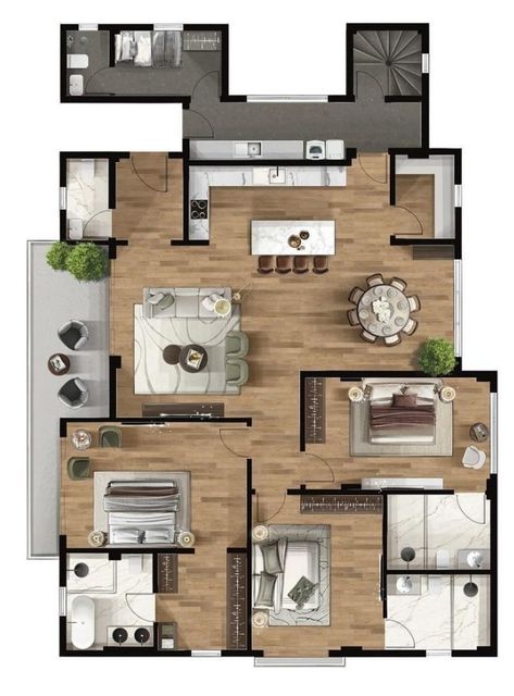 Big Apartment Layout, Big Apartment Floor Plan, Layout Apartment, Big Apartment, Simple Floor Plans, Interior Design Drawings, Diy House Plans, Apartment Floor Plan, House Floor Design