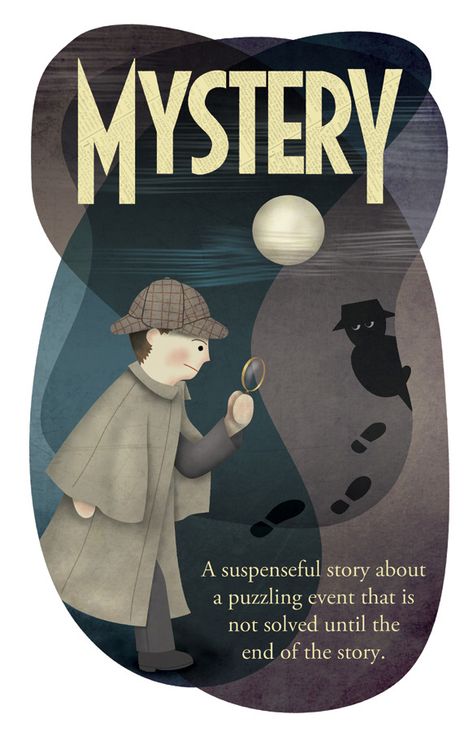 Mystery Genre Poster | by Nick Lee, Sketcher Library Genre Displays, Detective Themed Classroom, Genre Study, Library Signage, Genre Posters, School Library Displays, Mystery Genre, Library Posters, School Board Decoration