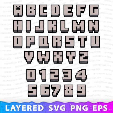 Minecraft-Inspired Pixel Font: Alphabet, Numbers SVG - Retro Gaming Typography for Crafting & Design Projects , Elevate your designs with our Minecraft-inspired pixel font, offering authentic retro gaming aesthetics in a versatile SVG format. Perfect for crafters and designers seeking that nostalgic 8-bit charm for their projects.    Object On Layers   100% Vector   Transparent... Pixel Font Alphabet, Minecraft Numbers, Pixel Art Font, Gaming Typography, Pixel Typography, Minecraft Alphabet, Minecraft Font, Minecraft Printables, Game Font