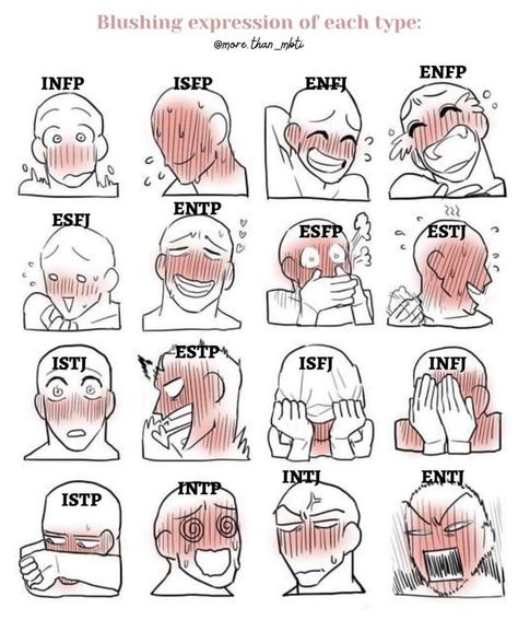 Enfj Infp, 16 Personality Types, The 16 Personality Types, Blushing Face, Istp Personality, Drawing Face Expressions, Intp Personality, Intj Intp, Infp Personality