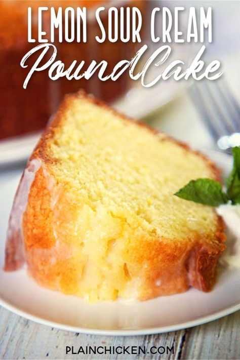 Lemon Sour Cream Pound Cake, Lemon Sour Cream Cake, Pound Cake Recipes Easy, Yum Sauce, Lemon Pound Cake Recipe, Sour Cream Pound Cake, Sour Cream Recipes, Sour Cream Cake, Lemon Dessert Recipes