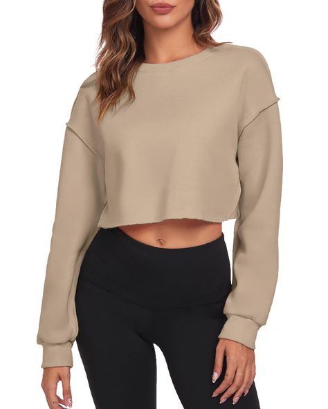 Long Sleeve Activewear, Outfit Yoga, Sweatshirts For Women, Crop Top Casual, Sweatshirt For Women, Cropped Sweatshirt, Pullover Designs, Athletic Outfits, Crop Sweatshirt