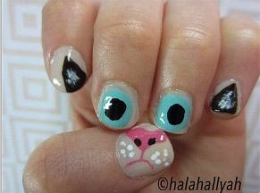 Two Short Nails And The Rest Long, Easy Cartoon Nail Art, Short Nail Art Ideas Simple, Easy Nail Polish Ideas For Short Nails, Cute Funky Nails Short, Silly Nail Art, Funny Nail Designs, Ugly Nails Weird, Simple Nail Inspo Almond