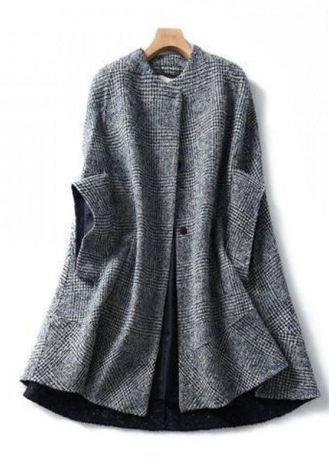 Autumn Winter 2023, Plaid Cardigan, Winter Plaid, Middle Age Fashion, Wool Coats, Thick Wool, Grey Plaid, Women Sleeve, Winter 2023