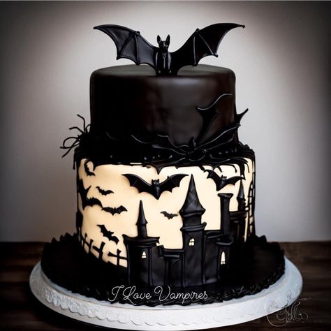 Gothic Birthday Cakes, Gothic Cakes, Halloween Cake Ideas, Gothic Cake, Skull Cake, Fantasy Cake, Mini Tortillas, Halloween Baking, Halloween Cake