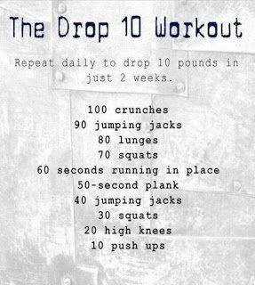 Work out routine, crunches, jumping jacks, squats, push ups Drop 10 Workout, Workout Morning, Workout Fat Burning, Gym Outfits, Diet Vegetarian, Body Fitness, Motivation Fitness, Diet Keto, Morning Workout