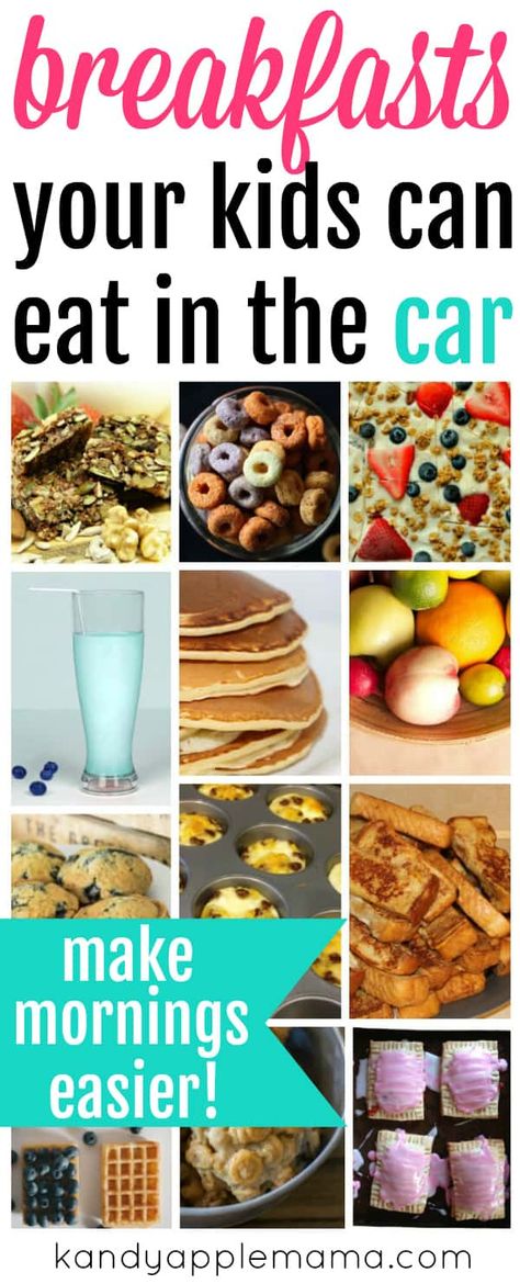 Meals on the Bus: Kid Friendly Breakfasts to Go ~ Kandy Apple Mama Easy Road Trip Breakfast, Breakfast To Eat In The Car, Commuter Breakfast, Breakfasts To Go, Road Trip Breakfast, Eat In The Car, Rv Snacks, Car Road Trip, Traveling Circus