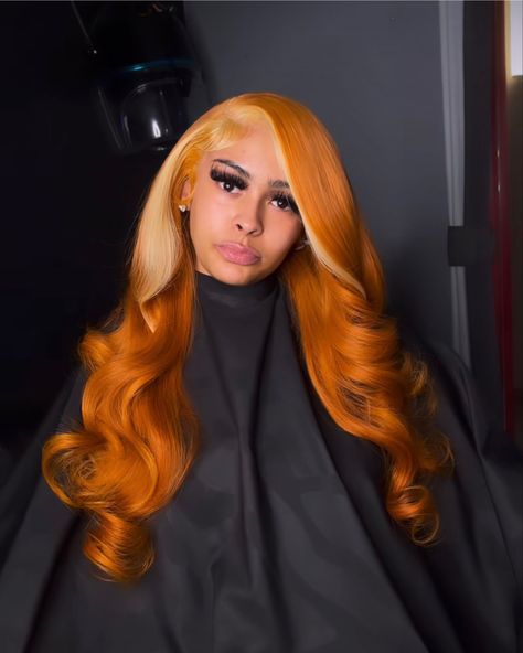 Orange Lace Front Wig, Color Wigs, Hair Color Orange, Glamour Hair, Frontal Wig Hairstyles, Lace Fronts, Long Curly Wig, Pretty Hair Color, Colored Wigs