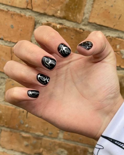 Minimal Nails Art, Band Nails, Mens Nails, Fake Nails Designs, Hippie Nails, Punk Nails, Hard Nails, Edgy Nails, Goth Nails