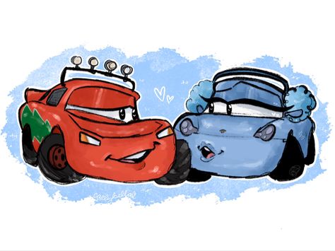 Mcqueen And Sally Drawing, Sally And Mcqueen, Cars Cartoon Disney, Sally Carrera, Mc Queen Cars, Disney Cars Wallpaper, Lighting Mcqueen, Couple Presents, Online Comics