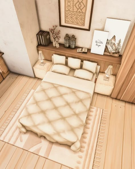 Sarina Sims | Sims 4 Builds (@sarina_sims) • Instagram photos and videos Sims 4 Balcony Cc, Forest Cottage Interior, Sims Bedroom, Sims 4 Modern House, Sims 4 Cottage, Sims 4 Beds, Bed Nook, Sims Freeplay Houses, Forest Cottage