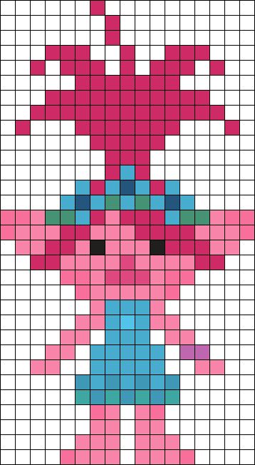 Poppy (Trolls) Perler Bead Pattern | Bead Sprites | Characters Fuse Bead Patterns Poppy Perler Bead Pattern, Trolls Perler Bead Patterns, Smiling Friends Pixel Art, Poppy Trolls, Crochet Poppy, Modele Pixel Art, Easy Perler Beads Ideas, Fuse Bead Patterns, Pixel Art Templates