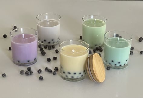 Handpoured candles for Boba Tea Lovers that captures the scent of your favourite bubble tea Bobba Tea Candle, Boba Tea Candle, Bubble Tea Candle, Boba Candle, Plan 2025, Boba Flavors, Diy Candles Easy, Dessert Candle, Fruit Candles