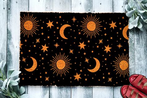 Sun And Moon Pattern, Jute Doormat, Monogram Door Mat, Funny Welcome Mat, Moon Pattern, Closing Gift, Front Door Mats, Funny Doormats, Front Door Design