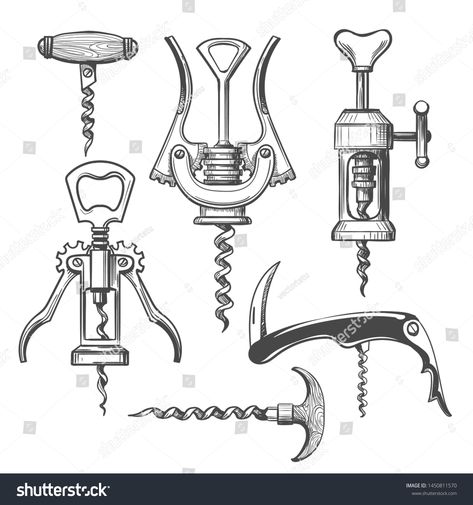 Graphics Artwork, Food Graphics, Sketch Icon, Industrial Design Sketch, Corkscrews, Hand Drawn Vector Illustrations, Hand Drawn Illustration, Drawn Illustration, Creative Sketches