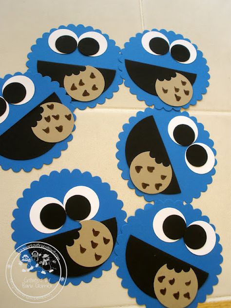 Stampin' Up! Cookie Monsters!   Made with Stampin' Up! Punches and Dies Paper Punch Art, Cookie Monster Party, Punch Art Cards, Door Decs, Ra Ideas, Craft Punches, Punch Art, Punch Cards, Cookie Monster