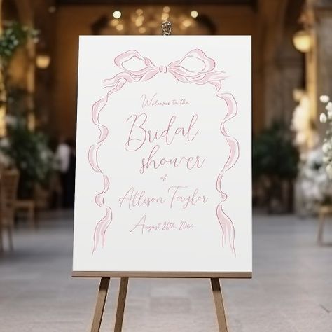 $45.95 | Pink Hand Drawn Bow bridal shower welcome sign #custom bridal shower welcome sign, sweet hand drawn ribbon bow, elegant modern typography, romantic handwritten script, unique fun trendy whimsical, casual elegance coquette bow, quirky doodle scribble illustrations, tie the knot bridal shower, simple spring summer wedding, soft pastel dusty blush pink Bow Welcome Sign, Pink Bow Bridal Shower Theme, She’s Tying The Knot Bridal Shower Theme, Simple Bridal Shower Decor, Pink Bridal Shower Decor, Couples Shower Sign, Welcome To Bridal Shower Sign, Unique Bridal Shower Ideas, Bridal Shower Simple