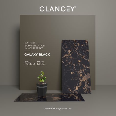 Step into a world of luxury with Galaxy Black Ceramic Tiles, where every tile tells a story.
.
.
SERIES : GALAXY BLACK
600X1200mm
SUPER HIGH GLOSS
.
.
#ClanceyIndia #Clancey #floortiles #Clancey #ceramica #600x1200mm #vitrifiedtiles #tiles #morbi #GVT #PGVT #Nanotiles #WoodenStrip #Manufacturer #tilesmanufacturer #HouseTiles #TilesOfIndia #homedecor #India #best_Products #Luxury #DesignOfTheDay #porcelaintiles #exporter #domesticmarket Tiles Creative Post, Tiles Creative Ads, Eco Flooring, Typography Ads, Black Ceramic Tiles, Galaxy Black, Social Media Advertising Design, Vitrified Tiles, Architecture Design Drawing