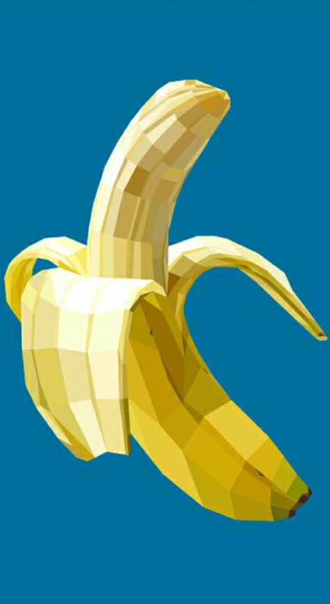 Banana Illustration Design, Bananas Illustration, Liam Brazier, Banana Illustration, Polygon Art, Banana Art, Geometric Symbols, Low Poly Art, Fruit Painting