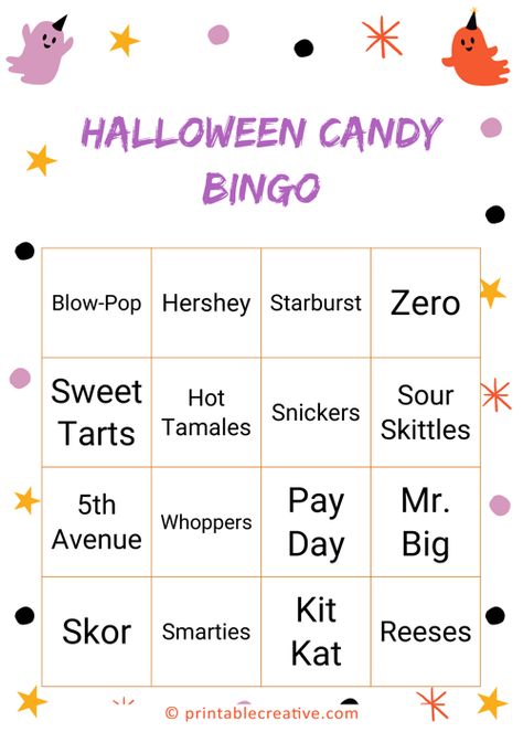 Free Printable Bingo Cards, Halloween Candy Bar, Printable Bingo Cards, Blow Pops, Space Text, Bingo Cards Printable, Bingo Printable, Printable Halloween, Bingo Games