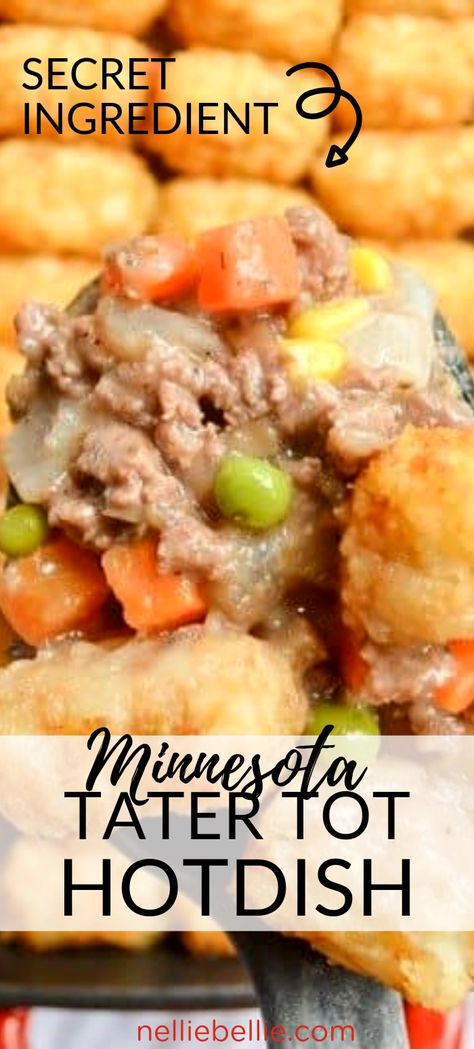 Healthy Tater Tot Hotdish, Turkey Trot Tater Tot Hotdish, Healthy Hotdish Recipes, Tatertots Casserole Hamburger, Hamburger Hotdish Recipes, Tatortot Hotdish, Healthy Tater Tot Casserole, Tater Tot Hot Dish, Minnesota Hot Dish