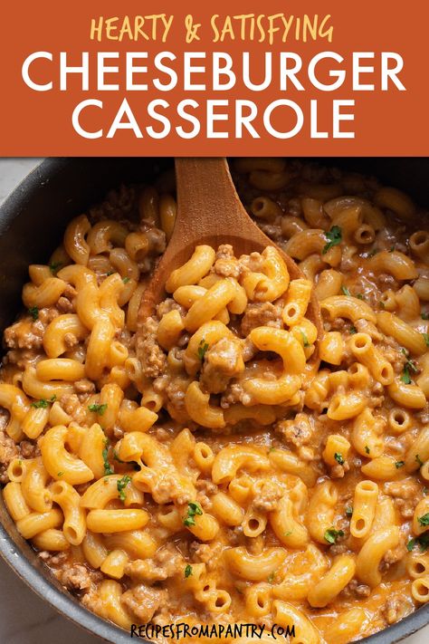 Homemade hamburger helper is a comforting dish combining cheeseburger and pasta flavors in one skillet. Browned ground beef, sautéed onions, and minced garlic create a savory base, while tomato paste and spices add depth. Simmered in beef broth, the elbow macaroni absorbs all the tasty flavors finish with freshly grated cheddar cheese. This recipe's a versatile family favorite. Click through to get this awesome cheeseburger casserole recipe! #hamburgerhelper One Pan Hamburger Helper, Elbows Pasta Recipes, Pasta Flavors, Cheeseburger Pasta Skillet, Elbow Macaroni Recipes, Elbow Pasta Recipes, Beefaroni Recipe, Tomato Paste Recipe, Cheeseburger Casserole Recipe