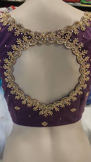 Simple Pearl Work Blouses, Pearl Work Blouses, Saree Simple, Pearl Work, Simple Blouse Designs, Simple Pearl, Work Blouses, Simple Blouse, Maggam Work