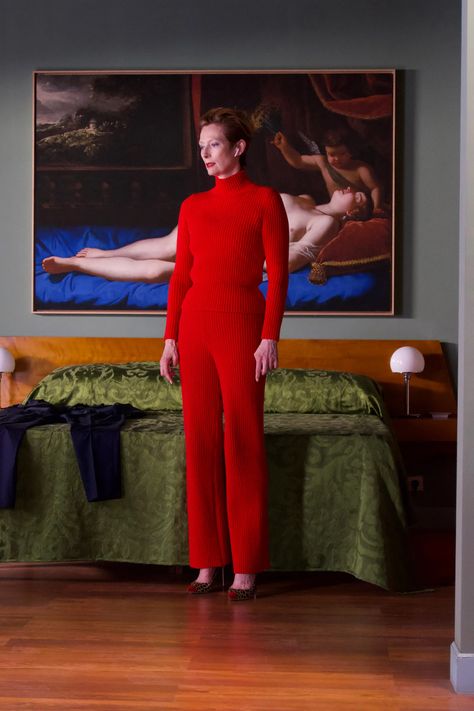 Tilda Swinton and Pedro Almodóvar Tease Their New Film With a Little Help From Balenciaga | Vogue Almodovar Films, Regina King, Portia De Rossi, Jim Parsons, Zachary Quinto, Human Voice, Septième Art, Tilda Swinton, George Nelson