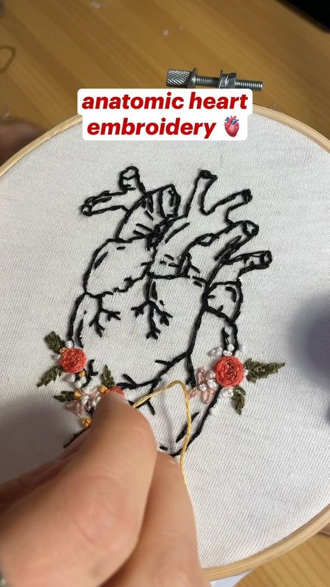 Henri Purnell, Anatomic Heart, Patterns Simple, Embroidery Lessons, Diy Embroidery Designs, Heart Embroidery, Diy Embroidery Patterns, Basic Embroidery Stitches, Hand Embroidery Projects