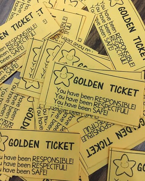 Today we begin Golden Tickets! Earn 10 for a prize! Prizes? No cost to teacher !  Golden Tickets in my TPT store! Link in bio. Golden Tickets #teachersofinstagram #teacherlife #teach #teacher #teachersgollowteachers #teacherspayteachers #teacherlife #teac Teacher Rewards For Students, Reward Tickets For Classroom, Behavior Tickets Classroom, Classroom Coupons For Rewards, Classroom Tickets Behavior Management, Preschool Behavior, Golden Ticket, School Rules, August 26