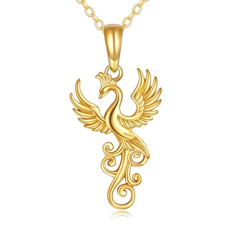 PRICES MAY VARY. 💖Design💖The phoenix represents this growth in spirit, rebirth, and beyond. A pendant with a trend-setting look represents an elegant reborn phoenix, with 14K The phoenix grows stronger every time it is reborn. Believe that it can give you the strength to face life and the future. 💎Material💎The 14K Phoenix necklace is made of real 14k gold, which has 58.5% Real Gold, NOT just a covering of gold-plated. Won't tarnish, hypoallergenic.Especially for those with sensitive skin. It Phoenix Necklace, Phoenix Pendant, Necklace For Women, Real Gold, Necklace Jewelry, Gifts For Teens, Gold Pendant, Ring Designs, Phoenix