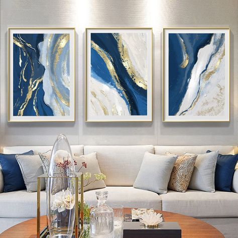 PRICES MAY VARY. Title: Abstract Blue and Gold Wall Art Blue Abstract Paintings White Blue Gold Foil Abstract Prints for Living Room Decor Blue and Gold Marble Canvas Wall Art Blue Gold Pictures Wall Decor 16x24inx3 No Frame. Product Type: Categories > Wall Art > Posters & Prints Blue Ivory And Gold Living Room, Blue And White And Gold Living Room, Blue White Gold Abstract Painting, Abstract Art Blue And White, White Blue Living Room Ideas, Cream Navy Living Room, Blue And Gold House Decor, Denim Blue Living Room, Royal Blue And Grey Living Room