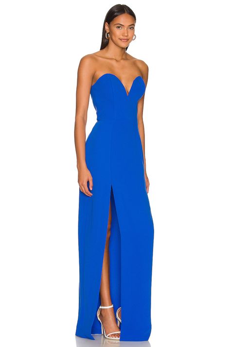 Strapless Prom Dress, Luxe Clothing, Cobalt Blue Dress, Boned Bodice, Amanda Uprichard, Strapless Gown, Date Night Dresses, Dance Dresses, Blue Dress