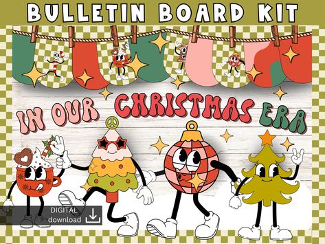 retro bulletin board | christmas Bulletin Board | swiftie Bulletin Board | groovy bulletin boarders | swiftie decor | Taylor swift inspired by SlidesAndStyle on Etsy Christmas Bulletin Board Ideas Classroom, Taylor Swift Bulletin Board, Swiftie Decor, Retro Bulletin Board, Bulletin Boarders, Bulletin Board Christmas, Christmas Classroom Decor, Groovy Classroom, In My Era