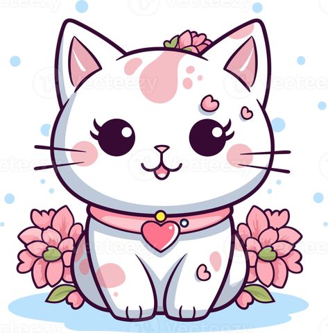 Kawaii cute happy Cat in clipart style, Generative Ai How To Draw A Kawaii Cat, Cute Animated Cat, Cute Cat Clipart, Animal Cartoons, Kitten Wallpaper, Kawaii Kitty, Cat Meow, Cat Cartoon, Cat Clipart