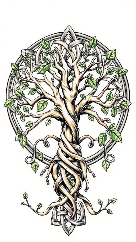 Get inspired by 15 stunning tree tattoos that connect you to nature's beauty and discover the hidden meanings behind each design. Scottish Tree Of Life Tattoo, Celtic Oak Tree Tattoo, Oak Tree Symbolism, Celtic Oak Tree, Tree Of Life Tattoo Design, Celtic Tree Tattoos, Tree Sleeve, Oak Tree Tattoo, Scene Tattoo