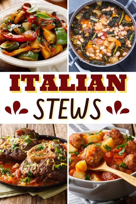 Italian Stew Recipes, Italian Beef Stew Recipes, Italian Chicken Stew, Italian Pork Stew Recipes, Veal Stew Recipes, Rustic Italian Soup, Italian Lamb Stew, Hunters Stew, Italian Stew