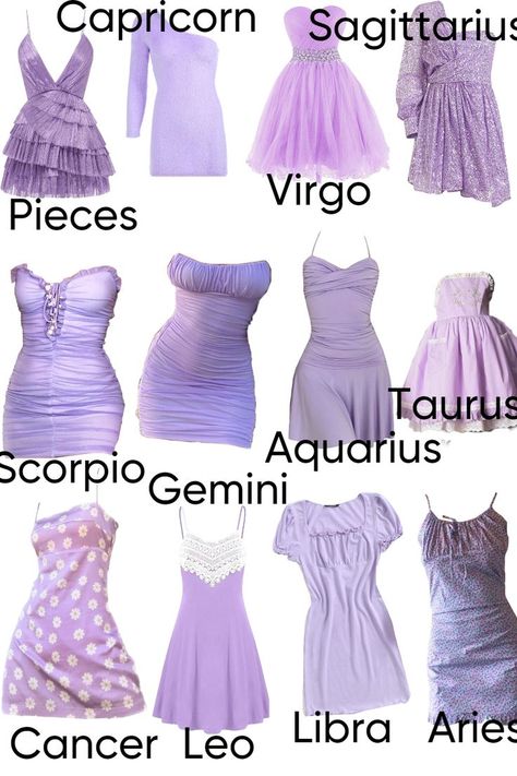 Zodiac Signs Outfits Style Inspiration, Zodiac Signs Outfits, Your Zodiac Your, Zodiac Clothes, Sign Dress, Purple Quinceanera Dresses, Zodiac Signs Pictures, Zodiac Sign Fashion, Zodiac Signs Chart