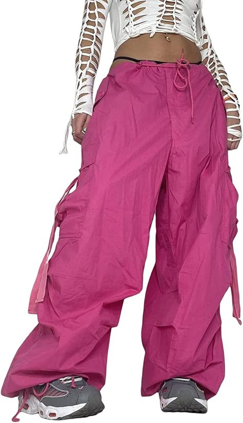 Ribbon Pants, Celana Kargo, Pink Cargo Pants, Hip Hop Trousers, Y2k Cargo Pants, Baggy Cargo Pants, Wide Leg Sweatpants, Grunge Vintage, Punk Grunge