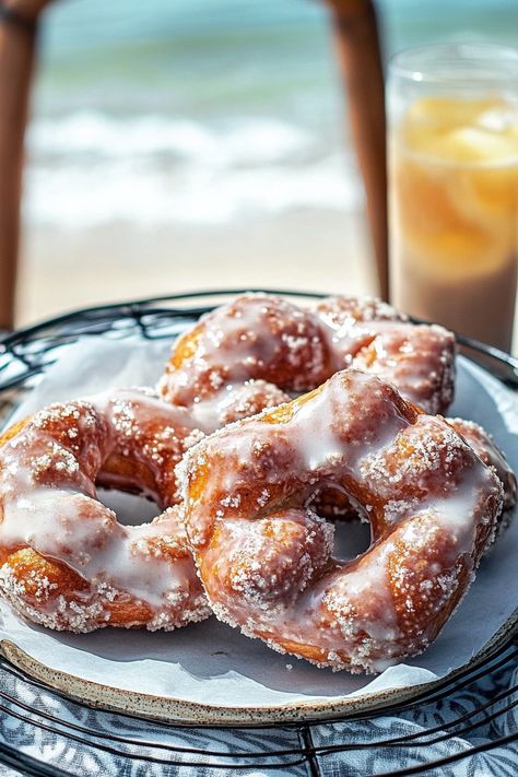 Vanilla Bean Glazed Soft Pretzel Donuts Winter Baked Goods, Salty Donut, Deep Fried Donuts, Vanilla Bean Recipes, Cream Tarts, Fancy Donuts, Pretzel Dough, Donut Flavors, Baking Soda Water