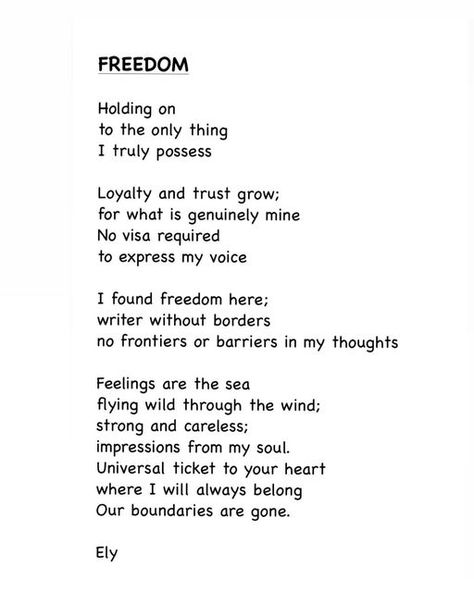 Ely Calvete on Instagram: "Holding on to my freedom #huellasbyely💜 #poetrycommunity #poetry #poem #freedom" Freedom Poetry, Poem On Freedom, Poetry About Freedom, Equality Poem, Freedom Poems, Somewhere In America Poem, Pretty Flowers Pictures, Instagram Captions Clever, Aesthetic Names