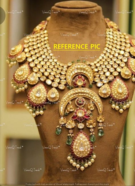 VeroniQ Trends-Real Look Polki Kundan Bridal Necklace in Polki with Pearl Drops And Red Kemp Stone-Emeralds-Wedding Jewelry-Engagement-South Indian-BS (Copy) - VeroniQ Trends Gold Bridal Jewellery, Fashion Jewelry Necklaces Gold, Jadau Jewellery, Kundan Jewellery Bridal, Gold Bridal Necklace, Jewelry Set Design, Bridal Accessories Jewelry, Indian Jewellery Design Earrings, Bridal Jewelry Collection